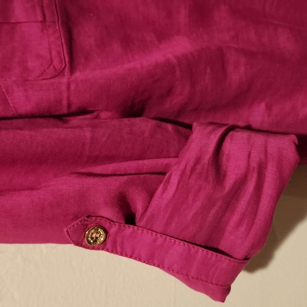 ❤️ TORY BURCH BRIGETTE FITTED BUTTON DOWN COTTON SHIRT / TOP IN MAGENTA, 6 - Picture 11 of 13